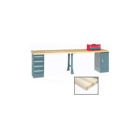 Global Industrial 96 x 30 Extra Long Production Workbench, Maple Block Square Edge, Gray 318925